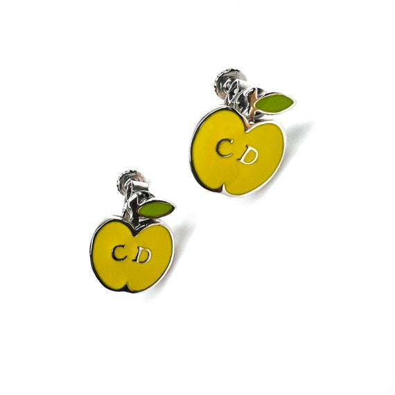 Christian Dior Earrings Apple Logo Clip on Screw … - image 4