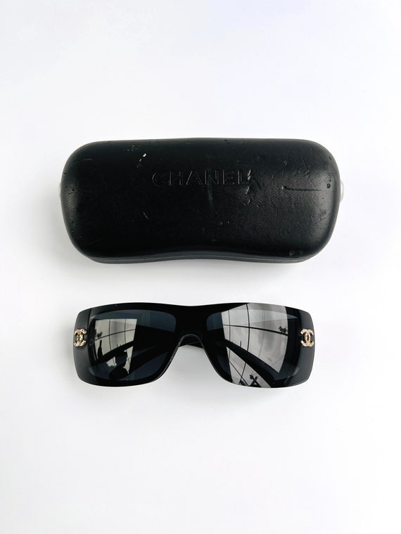 Chanel Sunglasses CC Shield Black Rimless Wrap Lo… - image 9