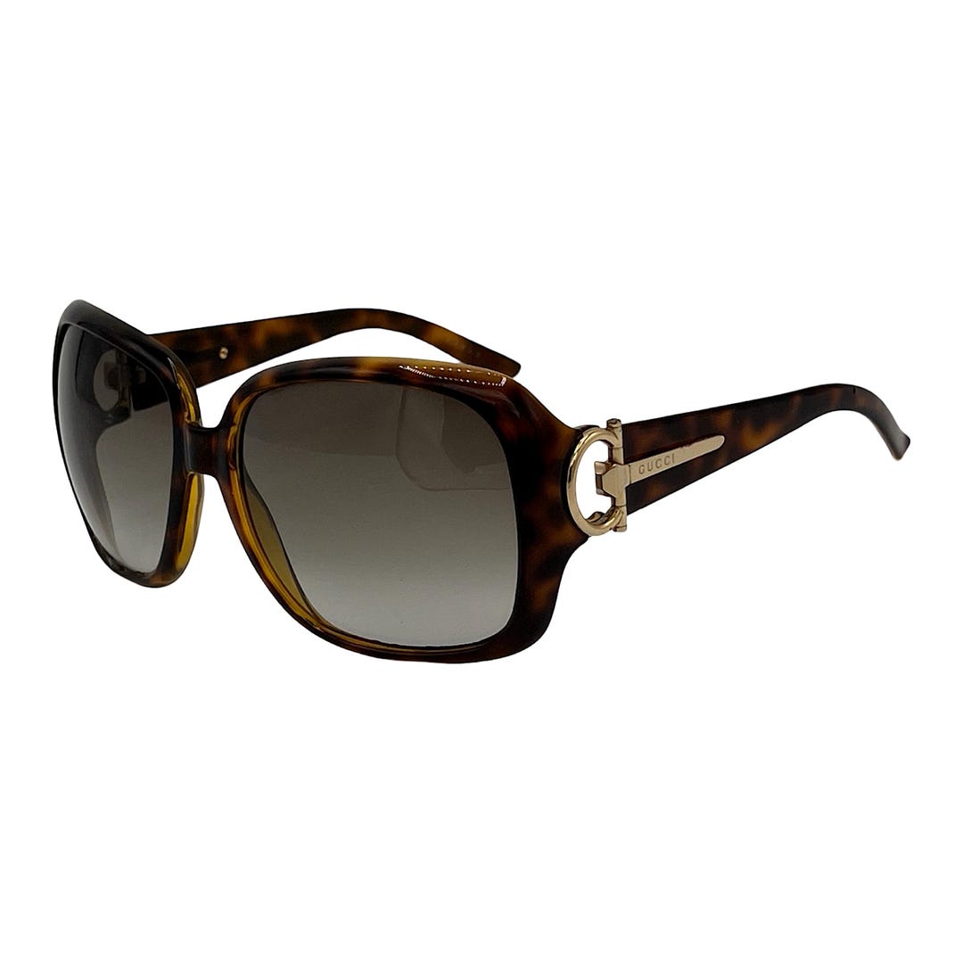 Gucci Sunglasses Oversized Square Brown Tortoiseshell Gold