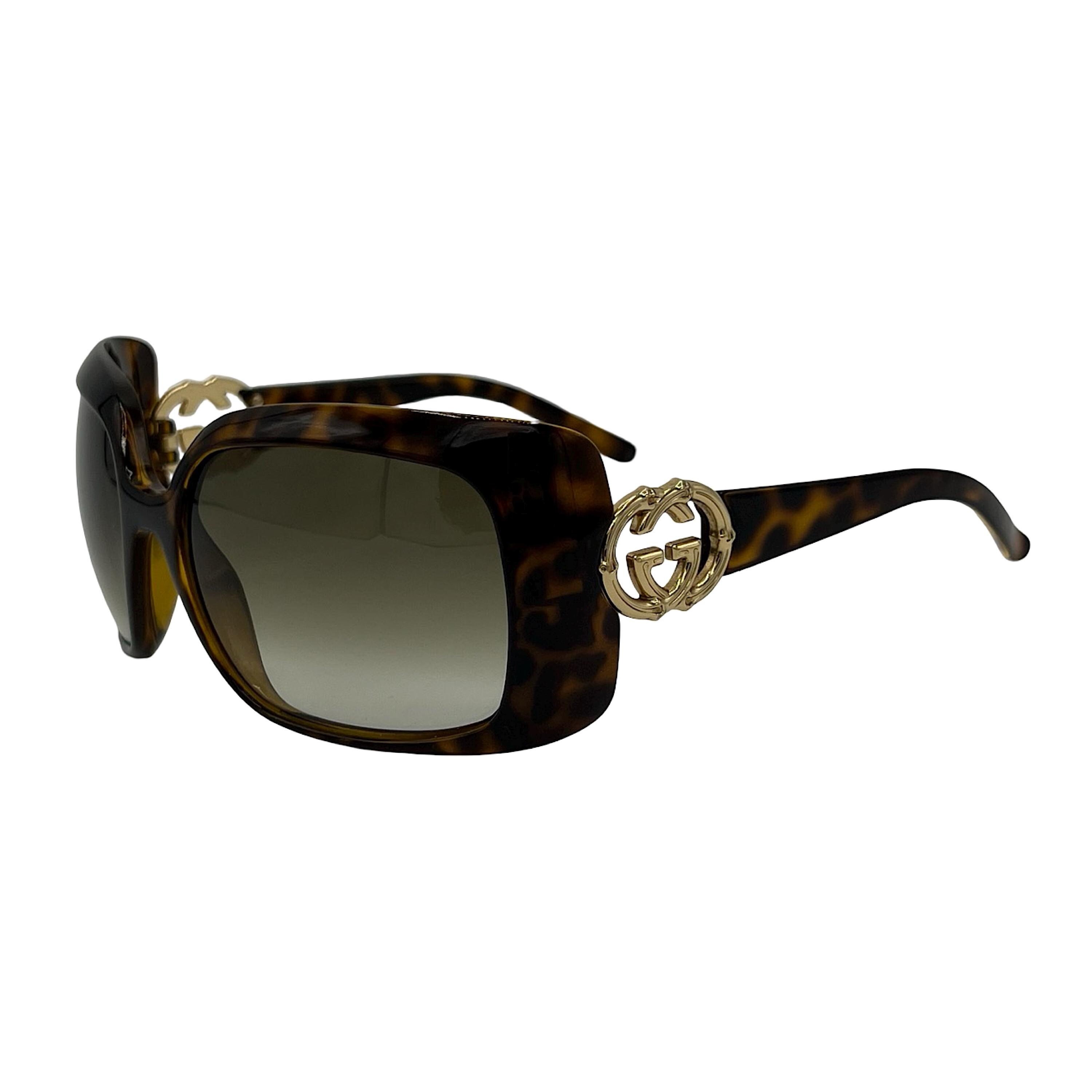 グッチ サングラス ロゴ ブラウン ラップアラウンド スクエア