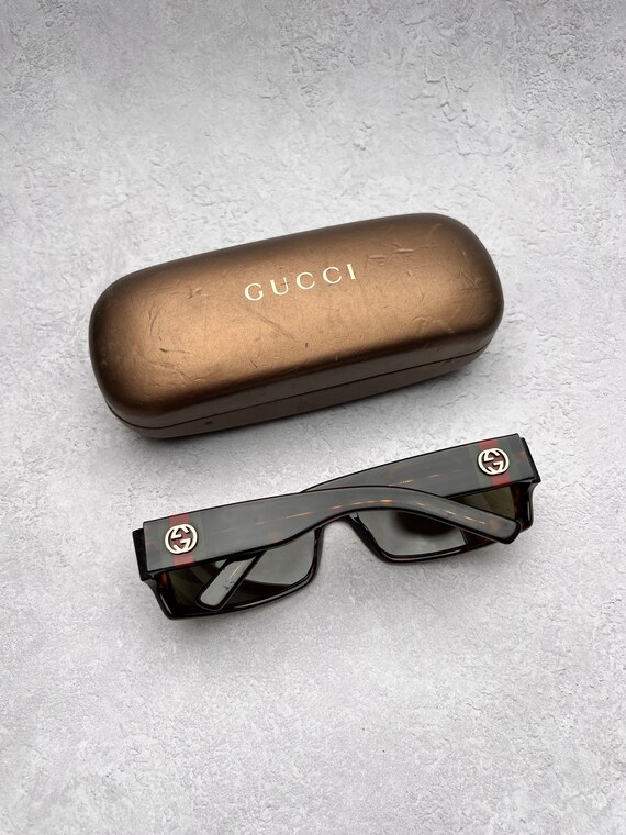 Gucci GG Sunglasses Rectangle Tortoiseshell Gold … - image 7