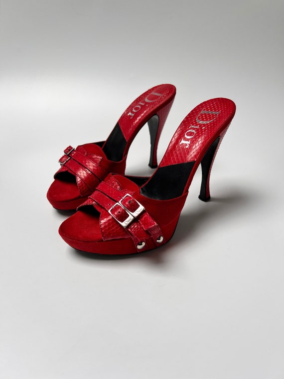 Christian Dior Platform Heels 38 / 5 Mules Red Pyt