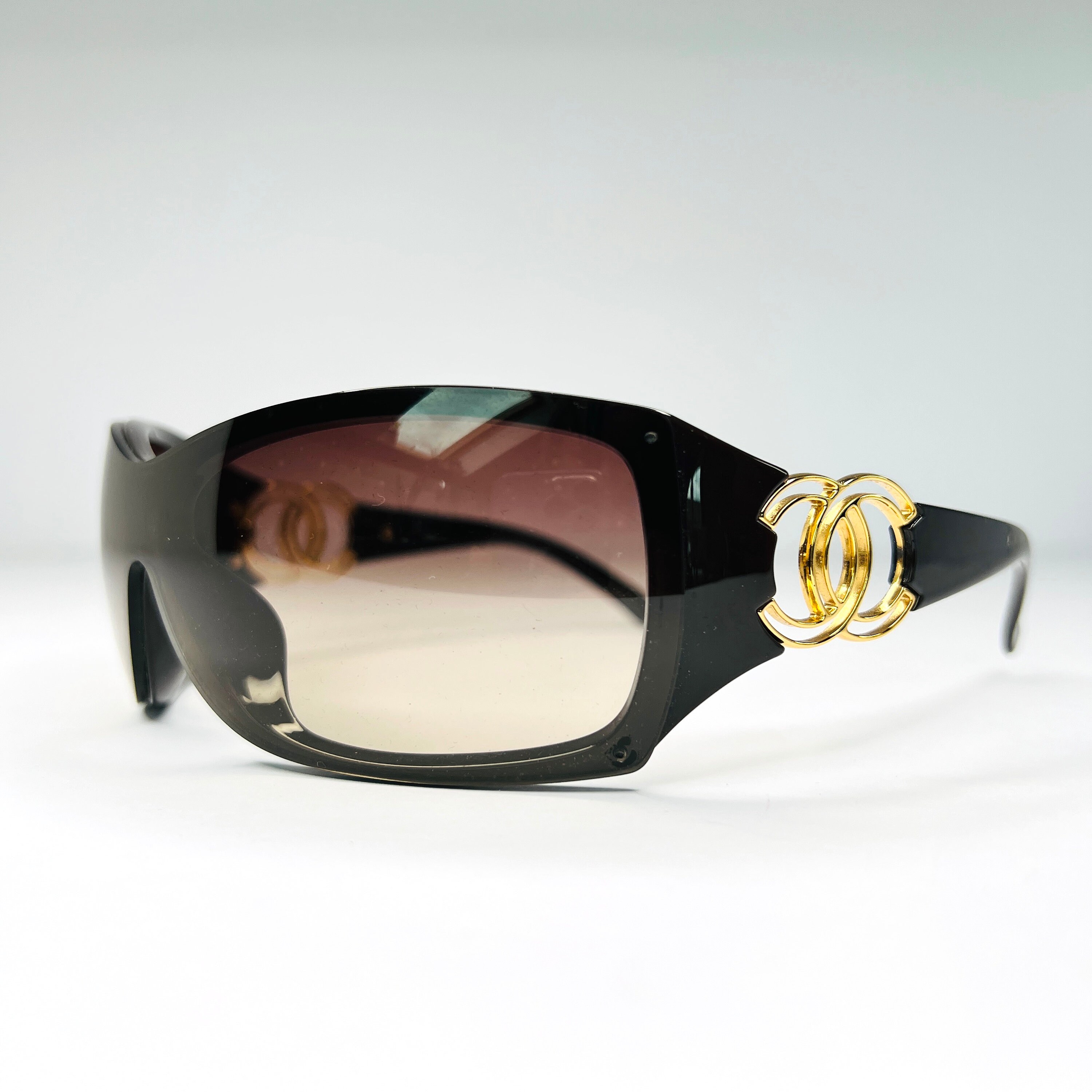 Chanel Sunglasses Oversized Logo Brown Chunky CC Gold Chanel Sunglasses Oversized Logo Brown Chunky CC Gold