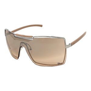 Christian Dior Sunglasses Oversized Shield Rimless Visor Beige Viktim 1 Vintage Y2K 2000s Authentic