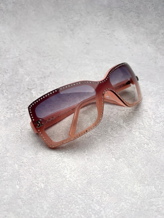 Chanel Sunglasses Shield Authentic Pink Crystal D… - image 10