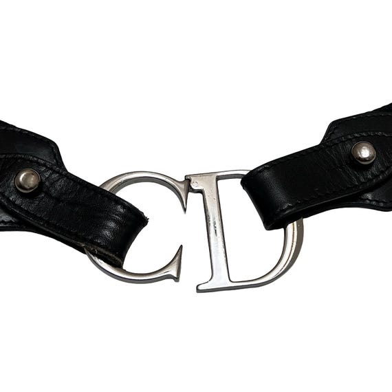 クリスチャンディオール レア ヴィンテージ ラスタ ベルト y2k ロゴ CD Christian Dior Belt CD Logo Black Silver Small Medium Saddle
