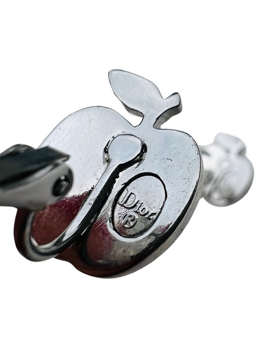 Christian Dior Earrings Apple Logo Clip on Screw … - image 6