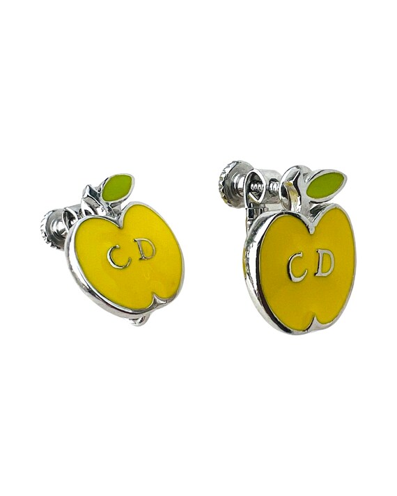 Christian Dior Earrings Apple Logo Clip on Screw … - image 7