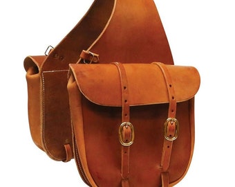 Sacoche De Selle Western En Cuir – Modèle Plain, Avec Quincaillerie Acier – Neuve