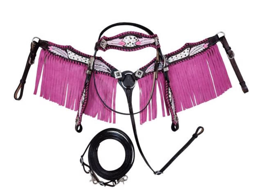 Leather Western Tack Set With Black and Pink Headstall Etsy