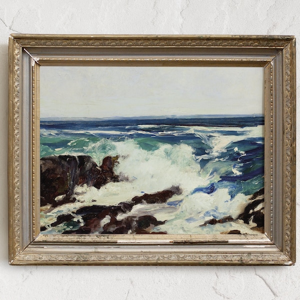 Seascape Painting, Seascape Artwork, Seaside Landscape, Beach Painting, Nautical Decor # 95