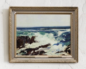 Seascape Painting: Coastal Wave Art Print, Nautical Decor # 95