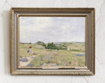 French Meadow Landscape Print: Country Cottage Art