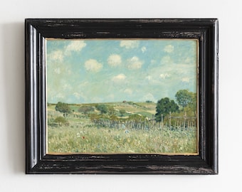 Meadow Painting, Country Landscape, Vintage Landscape, French Country Painting # 25