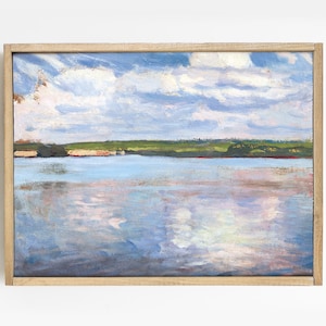 River Landscape, Riverside Painting, Country Landscape, Cottage Painting, Mailed Print , Scenery Decor # 151