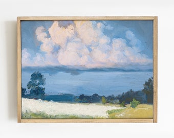 Clouds Painting, Cloud Study, Country Field, Farmhouse Decor, Mailed Print # 204