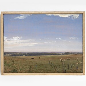 Meadow Painting, Cottage Landscape, Cows Painting, Farmhouse Landscape, Mailed Print  # 203