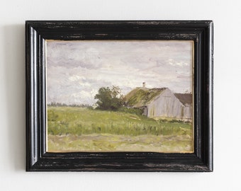Vintage French Country Landscape Painting: Meadow Print # 107