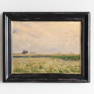 Wheat Fields, Meadow Painting, Countryside Landscape, Farmhouse Art, Mailed Print # 122