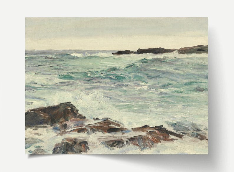 Coastal Painting, Seascape Print, Seaside Landscape, Ocean Art # 198 image 4