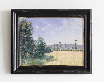 French Country Meadow Painting, Farmhouse Wall Decor # 129
