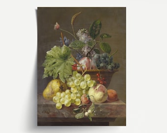Vintage Fruit Still Life Painting: Kitchen Art Print # 88
