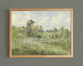 Wildflower Meadow Painting, Summer Landscape, French Country Print # 169