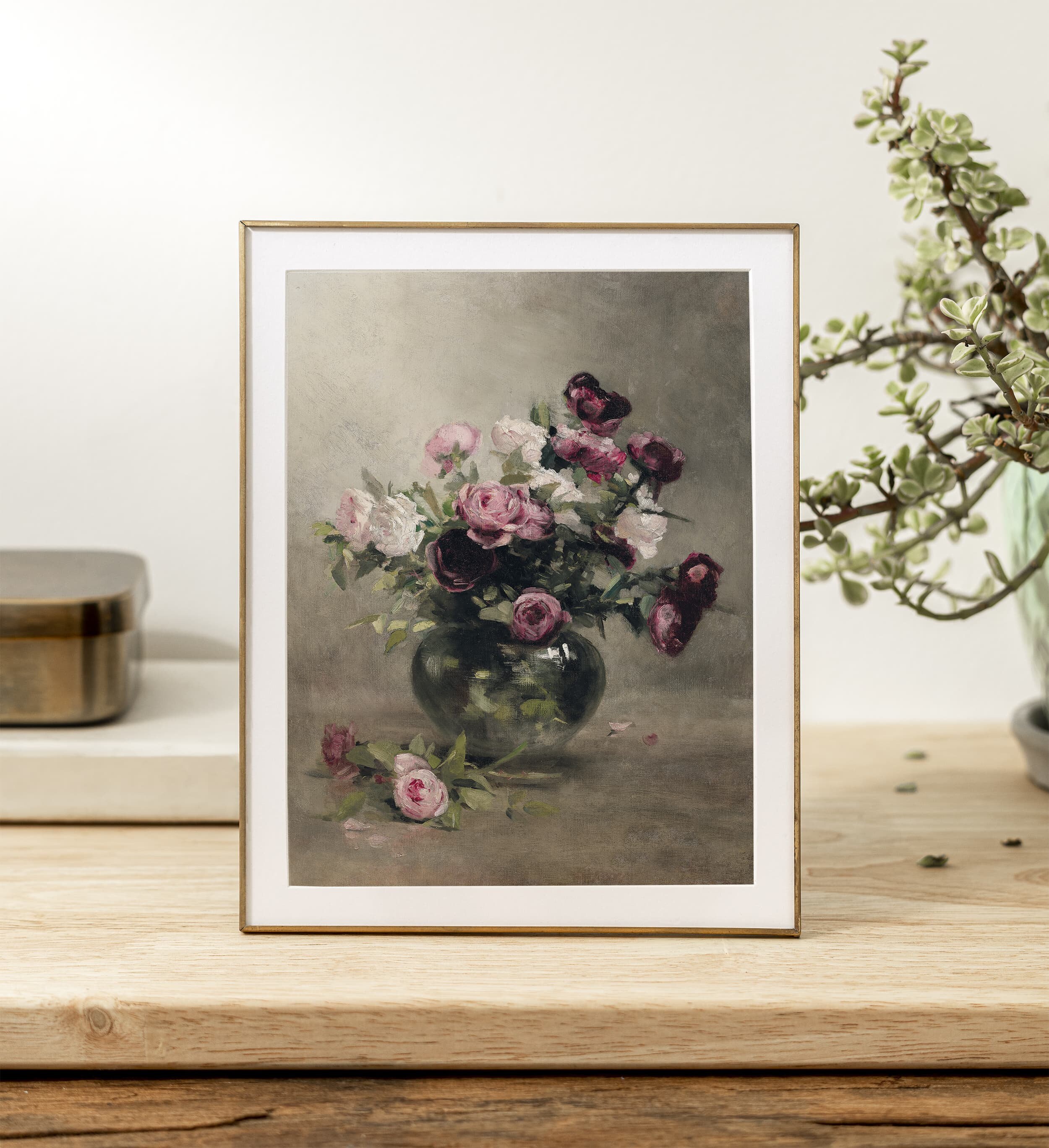 Red Roses Still Life Painting: Vintage Floral Mailed Print # 149 - Etsy