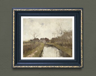 Cottage Painting, River Painting, Country Landscape, Farmhouse Decor, Farm Print # 99