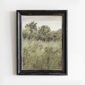 Wild Flowers Landscape Print, Country Meadow Painting, Scenery Decor # 201