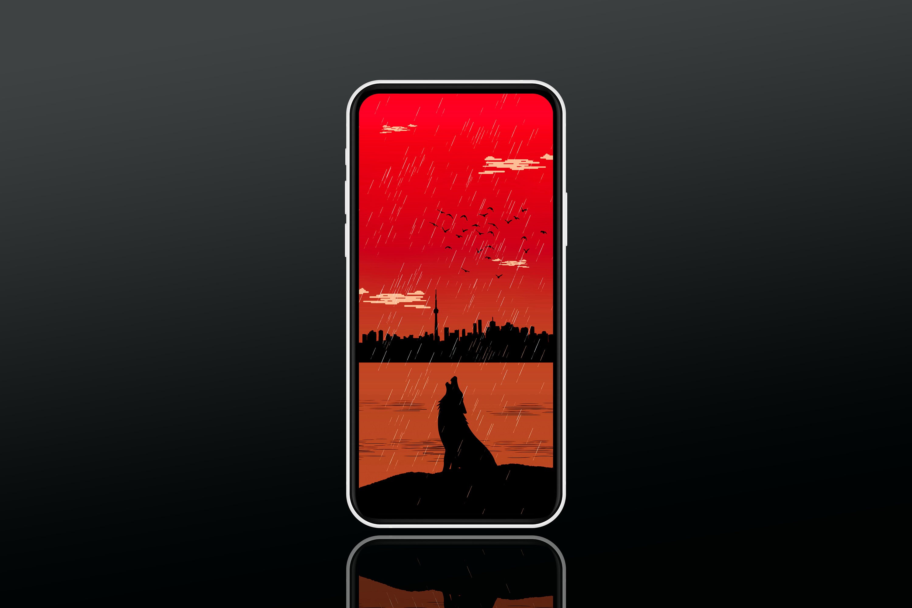 Wolf in the City Rain Iphone Android Wallpaper Red Black - Etsy Ireland Wolf in the City Rain Iphone Android Wallpaper Red Black - Etsy Ireland
