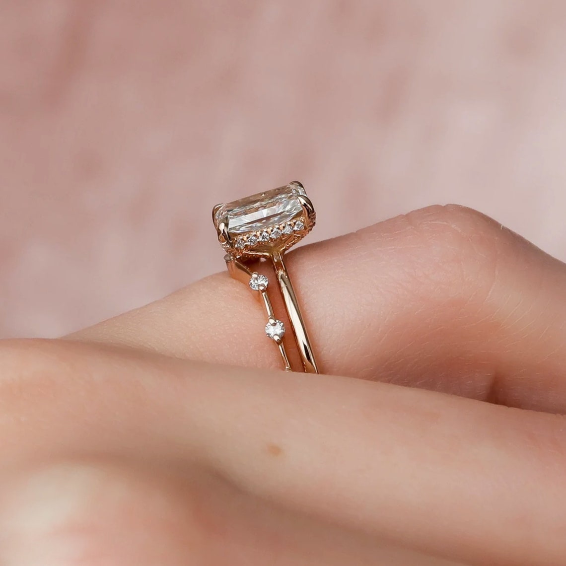 Radiant Cut Moissanite Engagement Ring Moissanite Bridal Ring Etsy