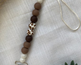 Cow Print Pacifier Clip