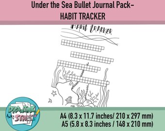 INSTANT DOWNLOAD, premade, handgetekende afdrukbare Bullet Journal-pagina's, afdrukbare pagina's, gewoontetracker, afdrukbare gewoontetracker