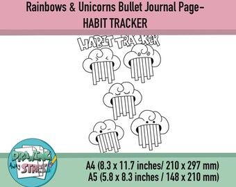 INSTANT DOWNLOAD, premade, handgetekende afdrukbare Bullet Journal-pagina's, afdrukbare pagina's, gewoontetracker, afdrukbare gewoontetracker