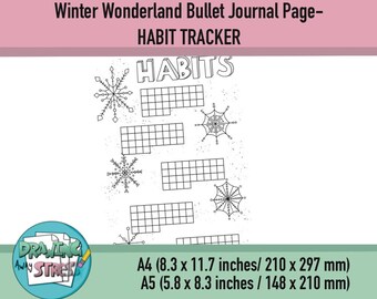INSTANT DOWNLOAD, premade, handgetekende afdrukbare Bullet Journal-pagina's, afdrukbare pagina's, gewoontetracker, afdrukbare gewoontetracker