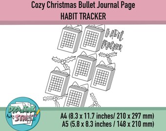 INSTANT DOWNLOAD, premade, handgetekende afdrukbare Bullet Journal-pagina's, afdrukbare pagina's, gewoontetracker, afdrukbare gewoontetracker
