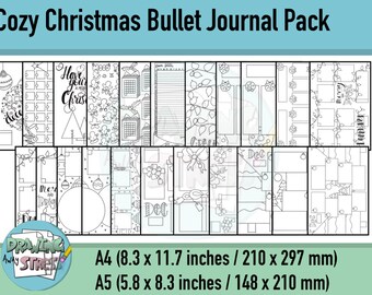 Bullet Journal, BuJo Templates, Hand-Drawn, Bullet Journal Inserts- Cozy Christmas Bullet Journal Pack