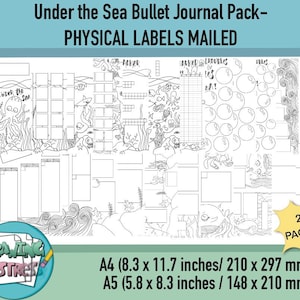 Bullet Journal, BuJo Templates, Hand-Drawn, Bullet Journal Inserts- Under the Sea Bullet Journal Pack