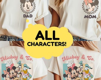 Retro Custom Mickey And Friends Shirt, Disney Vacation Tee, Checkered Magic Kingdom Family Matching Shirt, WDW Front Back Custom Tee