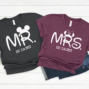 Disney Mr. and Mrs Shirts, Disney Matching Shirts, Funny Couples Shirts, Honeymoon shirts, Husband Wife, Mickey, Minnie, Disney Wedding Shir