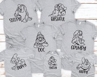 Seven Dwarfs Shirts, Seven Dwarfs Matching, Disney Group Shirts, Snow White, Disney Family Shirts, Shirts for Family, Disney 7 dwarfs