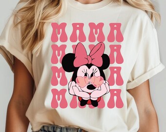 Camiseta Disney Mamá, Camiseta Minnie Mouse, Camiseta Viaje Disney, Camiseta Mamá Ratón, Colores Cómodos, Regalo para Mamá, Camiseta Retro Minnie Disney Linda