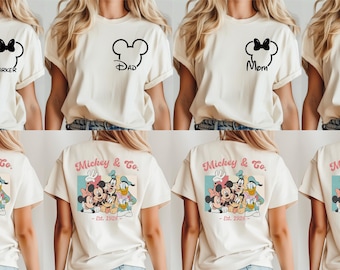 Retro Custom Mickey And Friends Shirt, Disney Vacation Tee, Checkered Magic Kingdom Family Matching Shirt, WDW Front Back Custom Tee