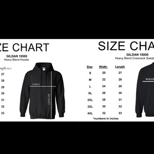 a size chart for a hoodie with measurements