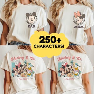 Retro Custom Mickey & Friends Shirt, Disney Vacation Shirt, Checkered Magic Kingdom Family Matching Trip Tee, WDW Front Back Custom Shirt