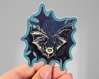 Gothic Bat Sticker - Spooky Witchy Vinyl Decal, Dark Cottagecore Alt Art, Halloween Bat Gift