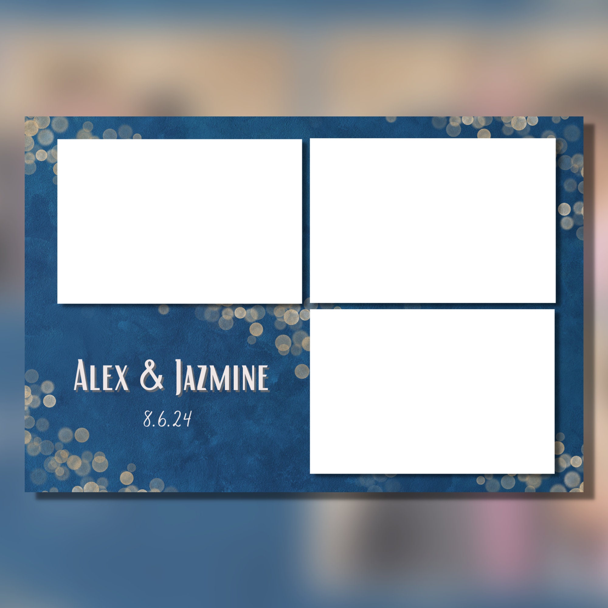 Wedding Photo Booth Template Blue and Gold Photo Booth Etsy