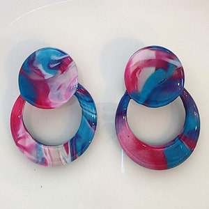 Spring Collection Tie Dye Polymer Clay Drop Earrings