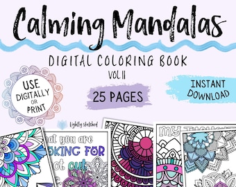 Anxiety Coloring Book/Mental Health Coloring Book/Digital/Instant Download/Mandala Coloring Patterns/Self Care Coloring Pages/V2